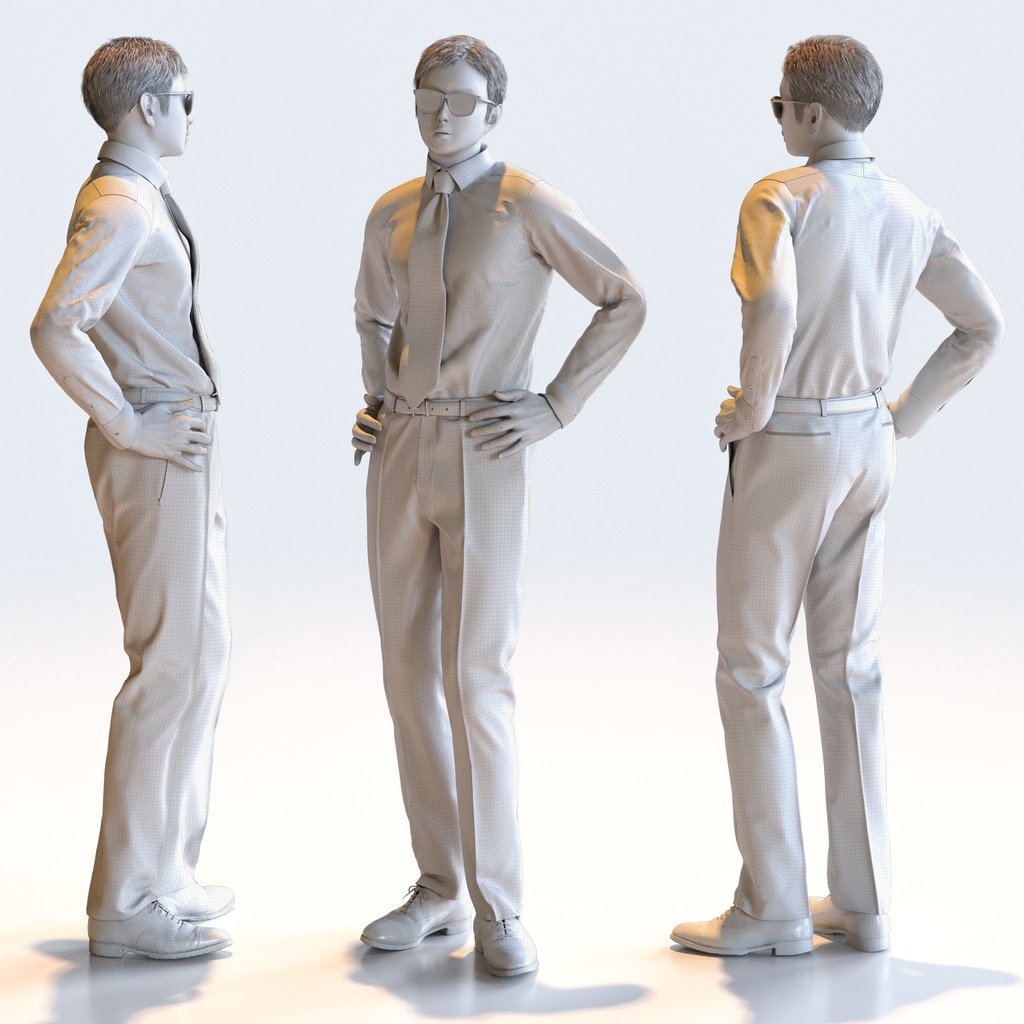 ビジネス男性 5ポーズセット 3 - B1-M3Y【3D人物モデル/人間3Dモデル】