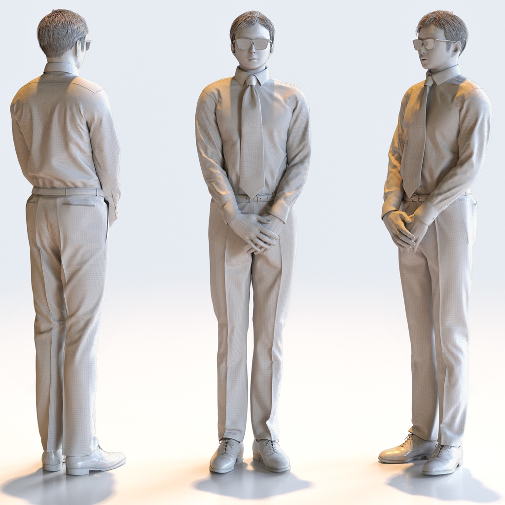 ビジネス男性 5ポーズセット 3 - B1-M3Y【3D人物モデル/人間3Dモデル】