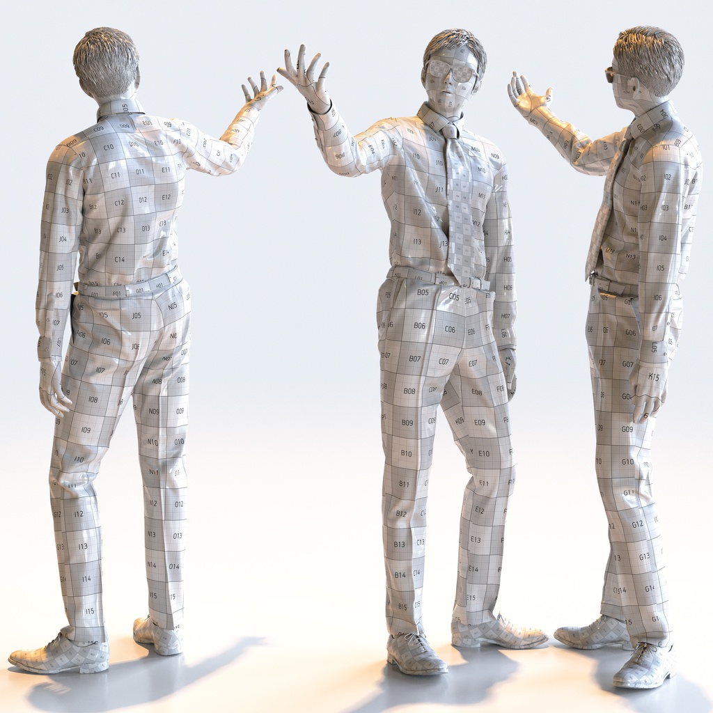ビジネス男性 5ポーズセット 3 - B1-M3Y【3D人物モデル/人間3Dモデル】