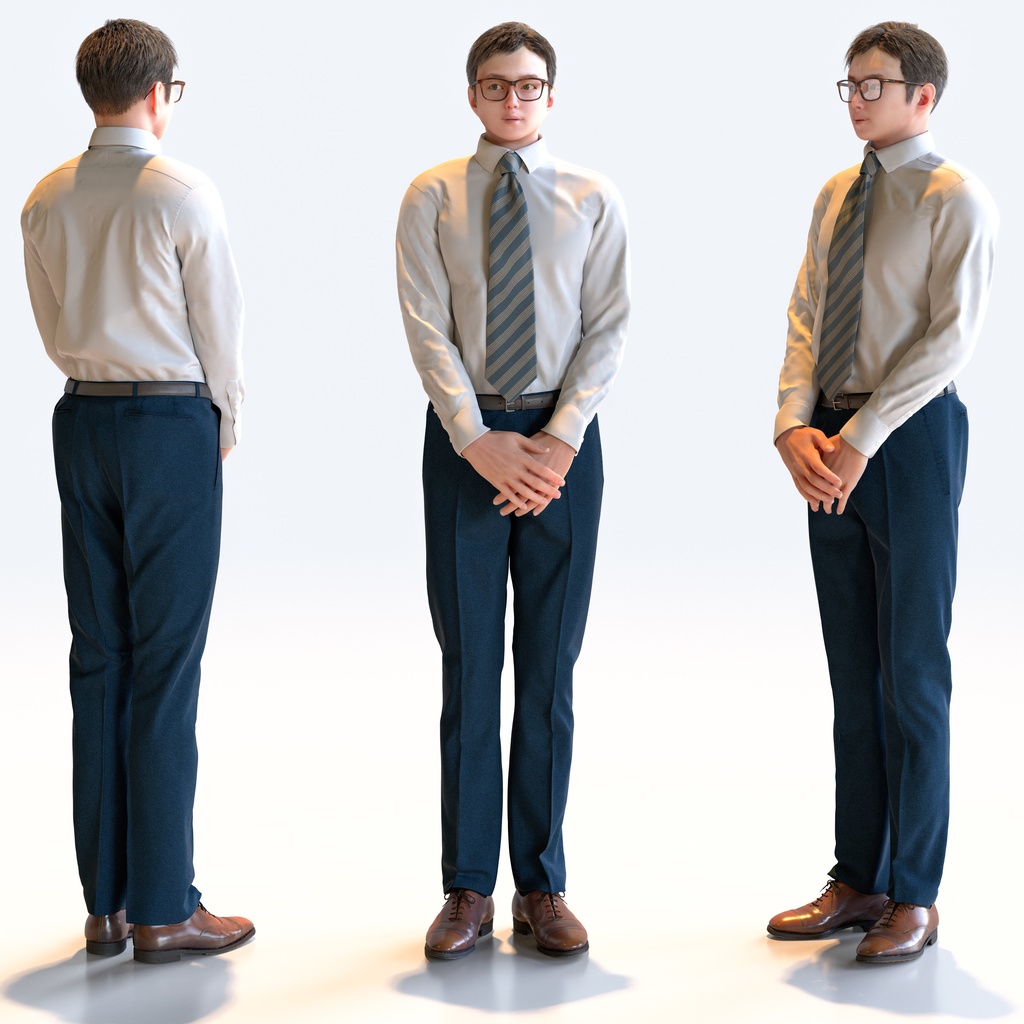 ビジネス男性 5ポーズセット 3 - B1-M3Y【3D人物モデル/人間3Dモデル】