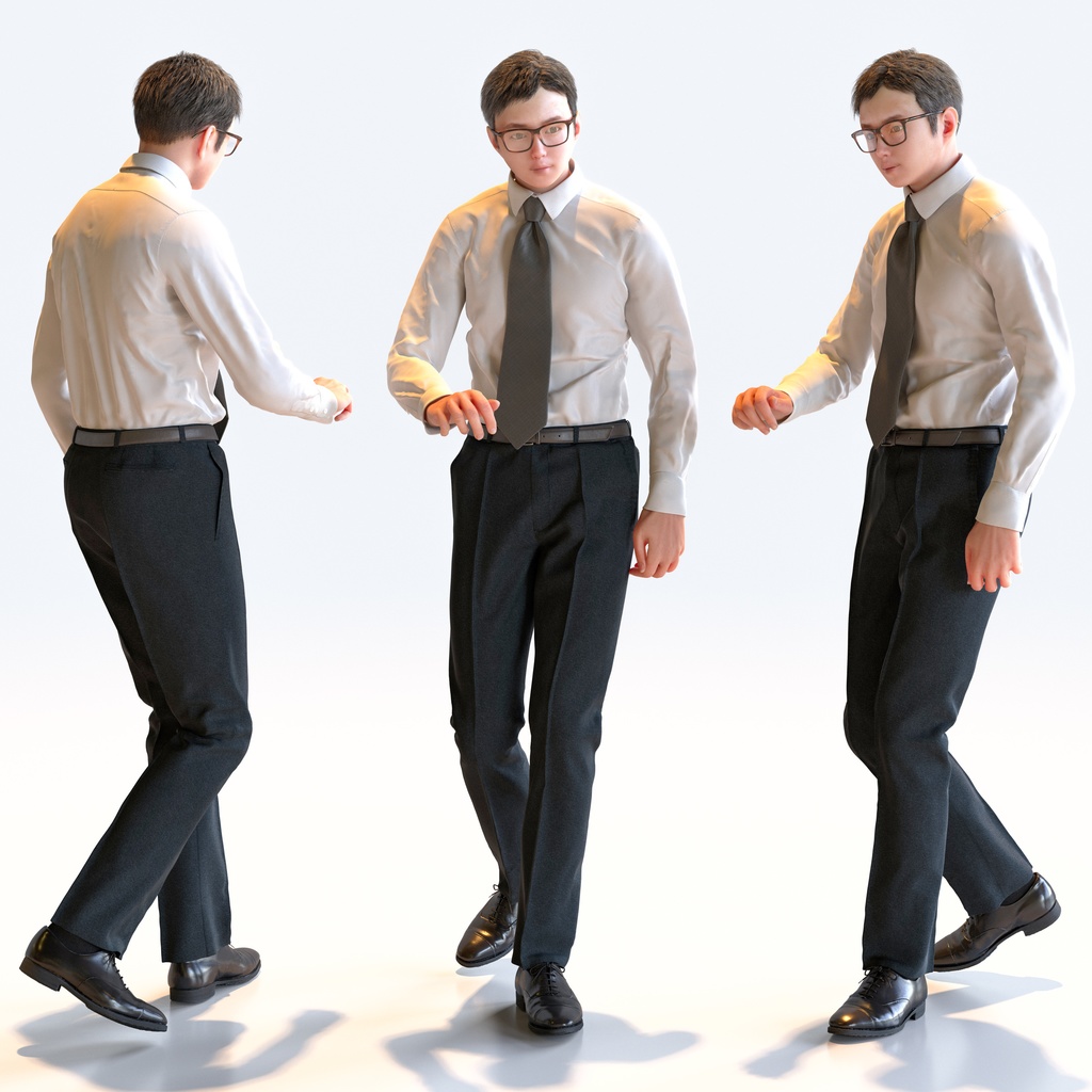 ビジネス男性 5ポーズセット 3 - B1-M3Y【3D人物モデル/人間3Dモデル】