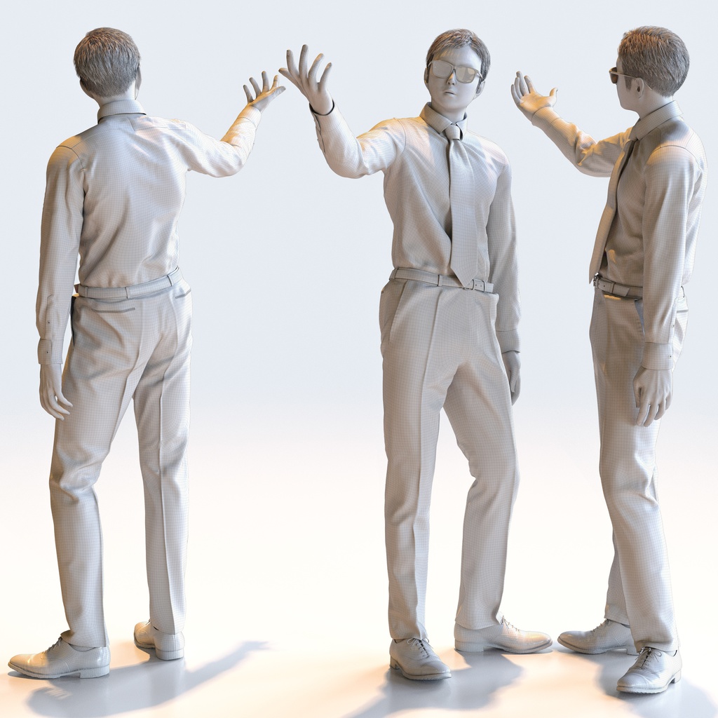 ビジネス男性 5ポーズセット 3 - B1-M3Y【3D人物モデル/人間3Dモデル】