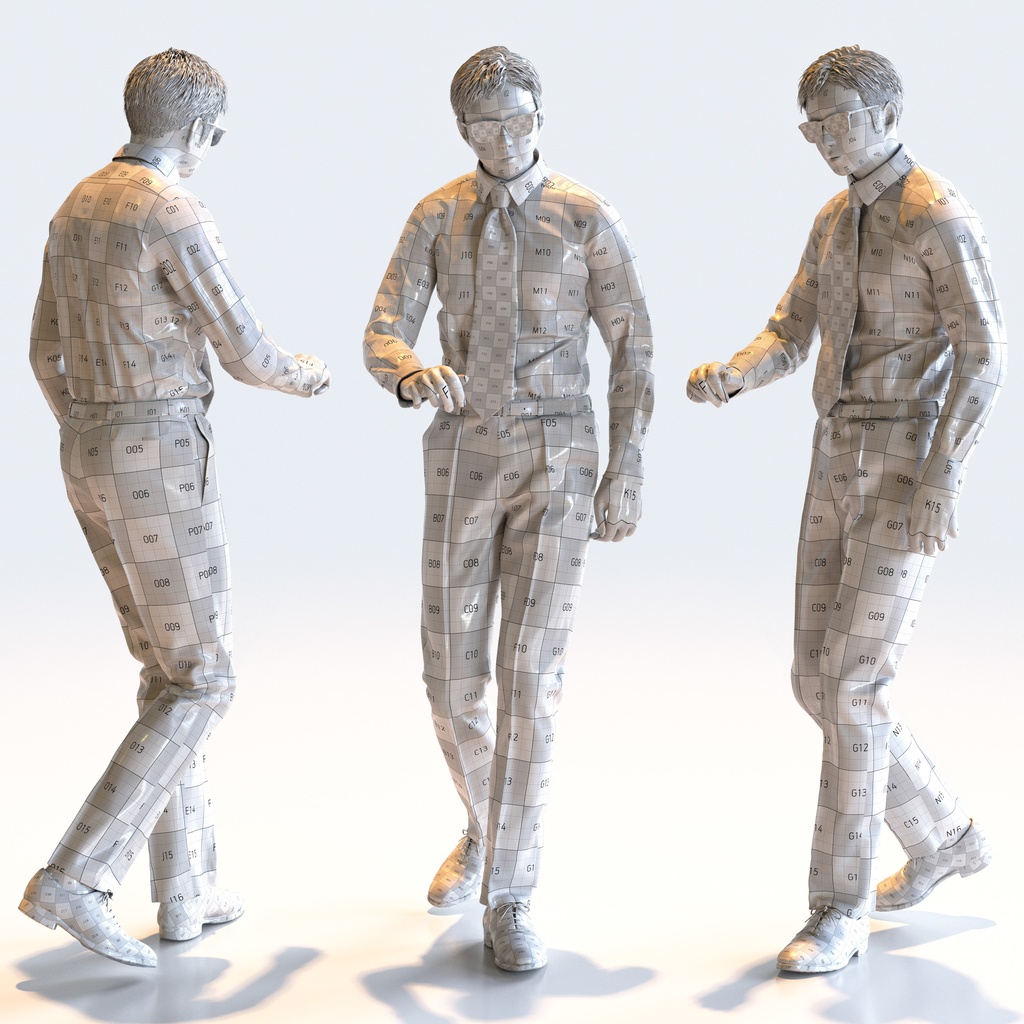 ビジネス男性 5ポーズセット 3 - B1-M3Y【3D人物モデル/人間3Dモデル】