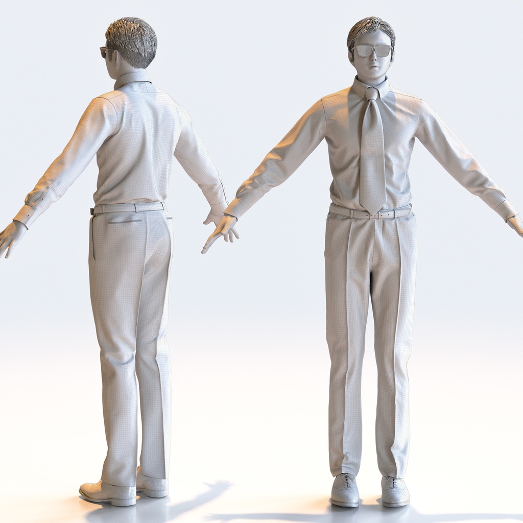 ビジネス男性 Aポーズ 3 - B1-M3Y A【3D人物モデル/人間3Dモデル】