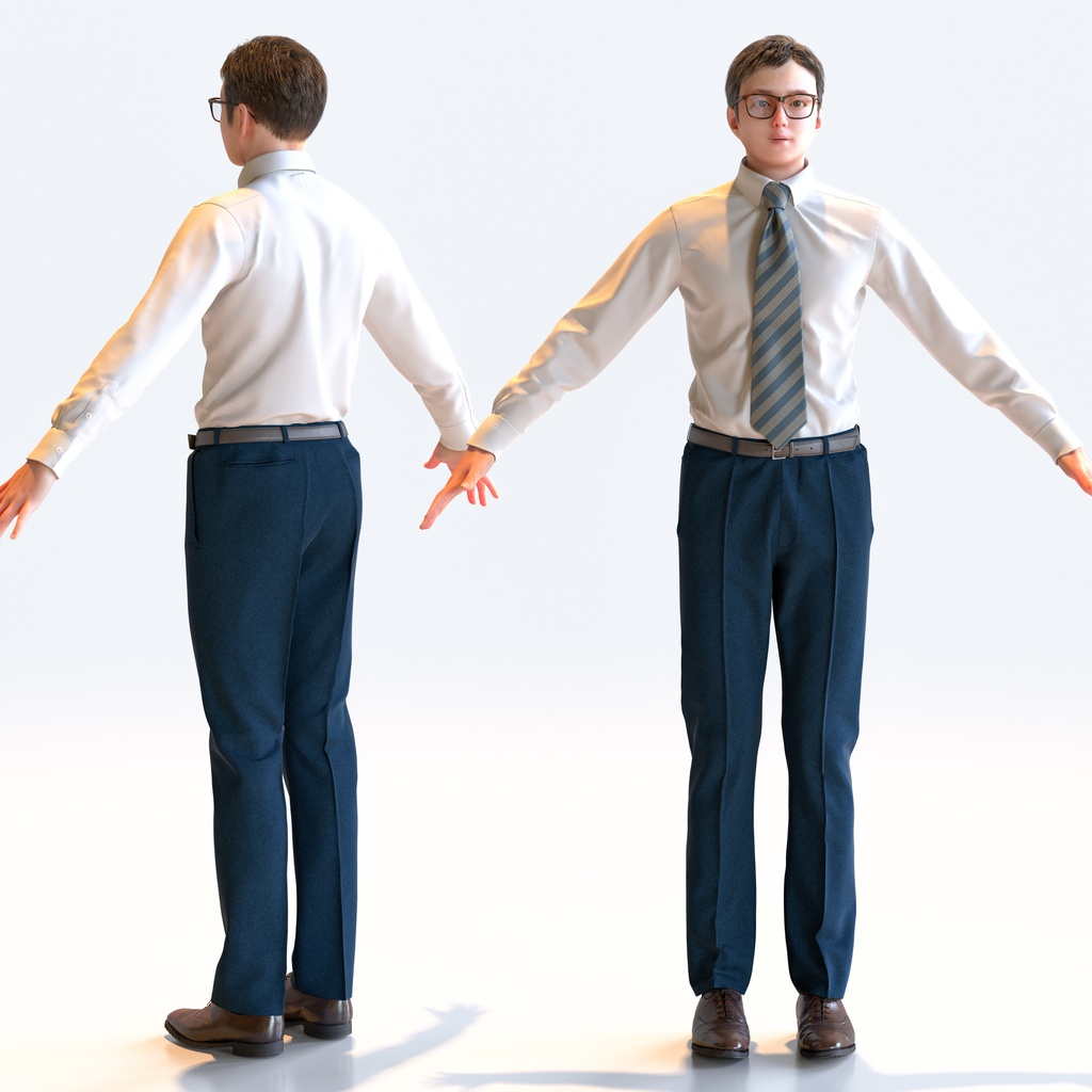 ビジネス男性 Aポーズ 3 - B1-M3Y A【3D人物モデル/人間3Dモデル】