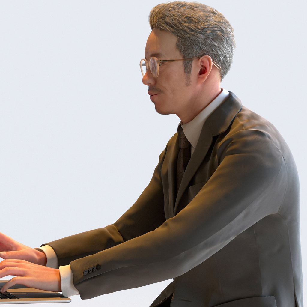 ビジネス男性 5ポーズセット 4 - B1-M4G【3D人物モデル/人間3Dモデル】