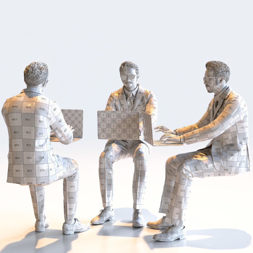 ビジネス男性 5ポーズセット 4 - B1-M4G【3D人物モデル/人間3Dモデル】