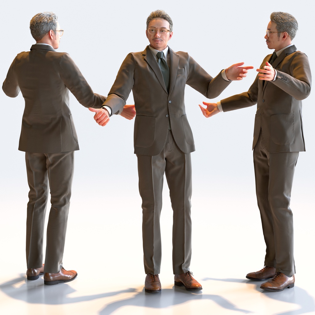 ビジネス男性 5ポーズセット 4 - B1-M4G【3D人物モデル/人間3Dモデル】