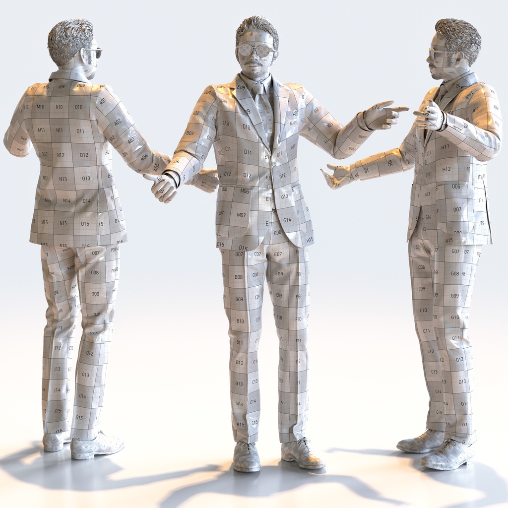 ビジネス男性 5ポーズセット 4 - B1-M4G【3D人物モデル/人間3Dモデル】