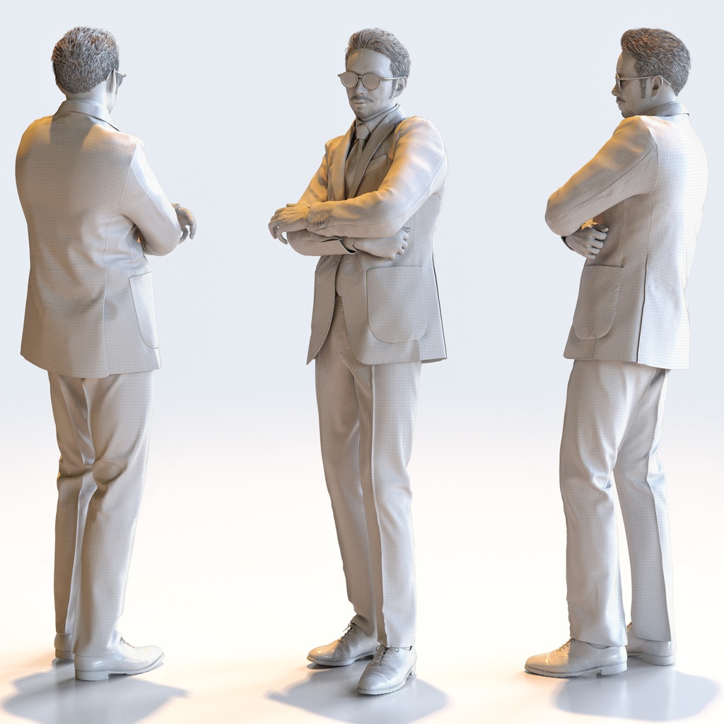 ビジネス男性 5ポーズセット 4 - B1-M4G【3D人物モデル/人間3Dモデル】