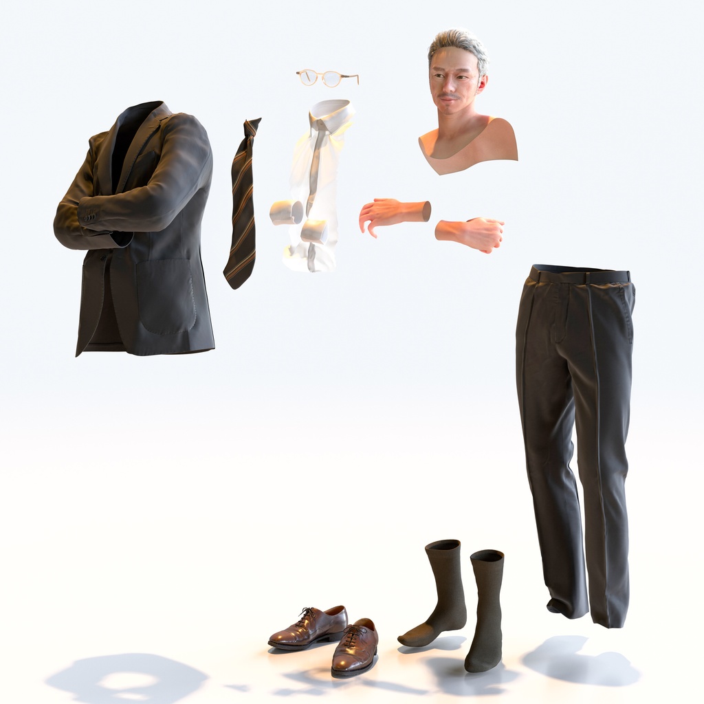 ビジネス男性 5ポーズセット 4 - B1-M4G【3D人物モデル/人間3Dモデル】