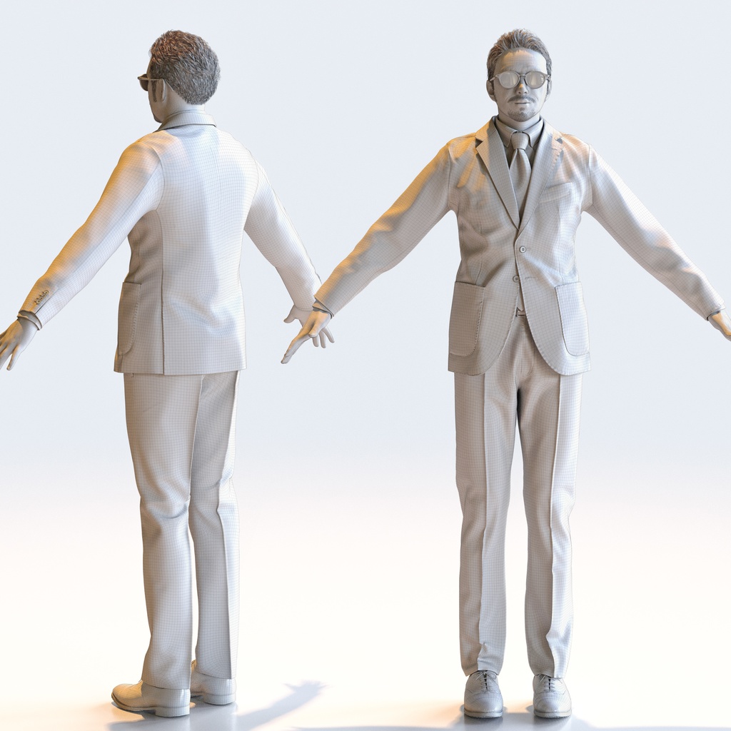 ビジネス男性 Aポーズ 4 - B1-M4G A【3D人物モデル/人間3Dモデル】