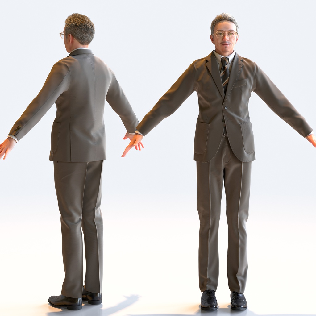 ビジネス男性 Aポーズ 4 - B1-M4G A【3D人物モデル/人間3Dモデル】