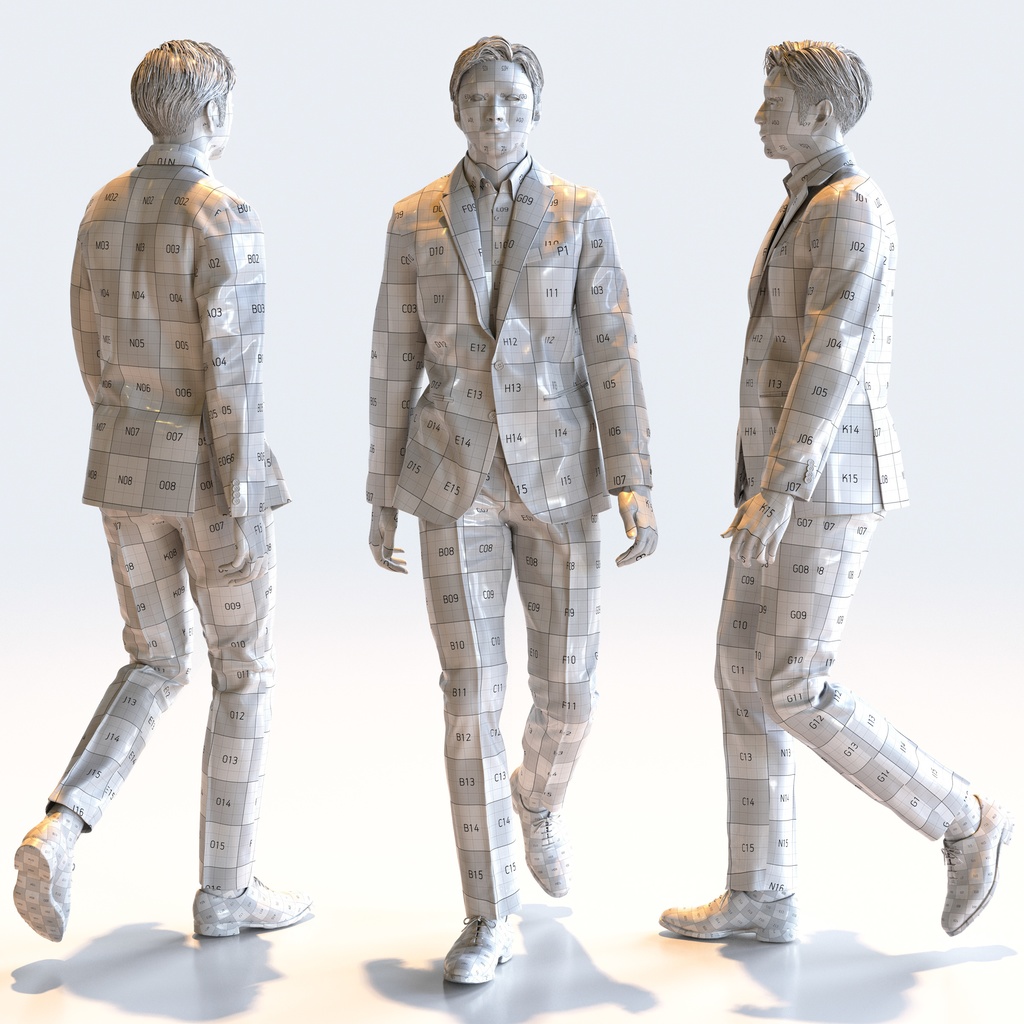 ビジネス男性 5ポーズセット 5 - B1-M5E【3D人物モデル/人間3Dモデル】