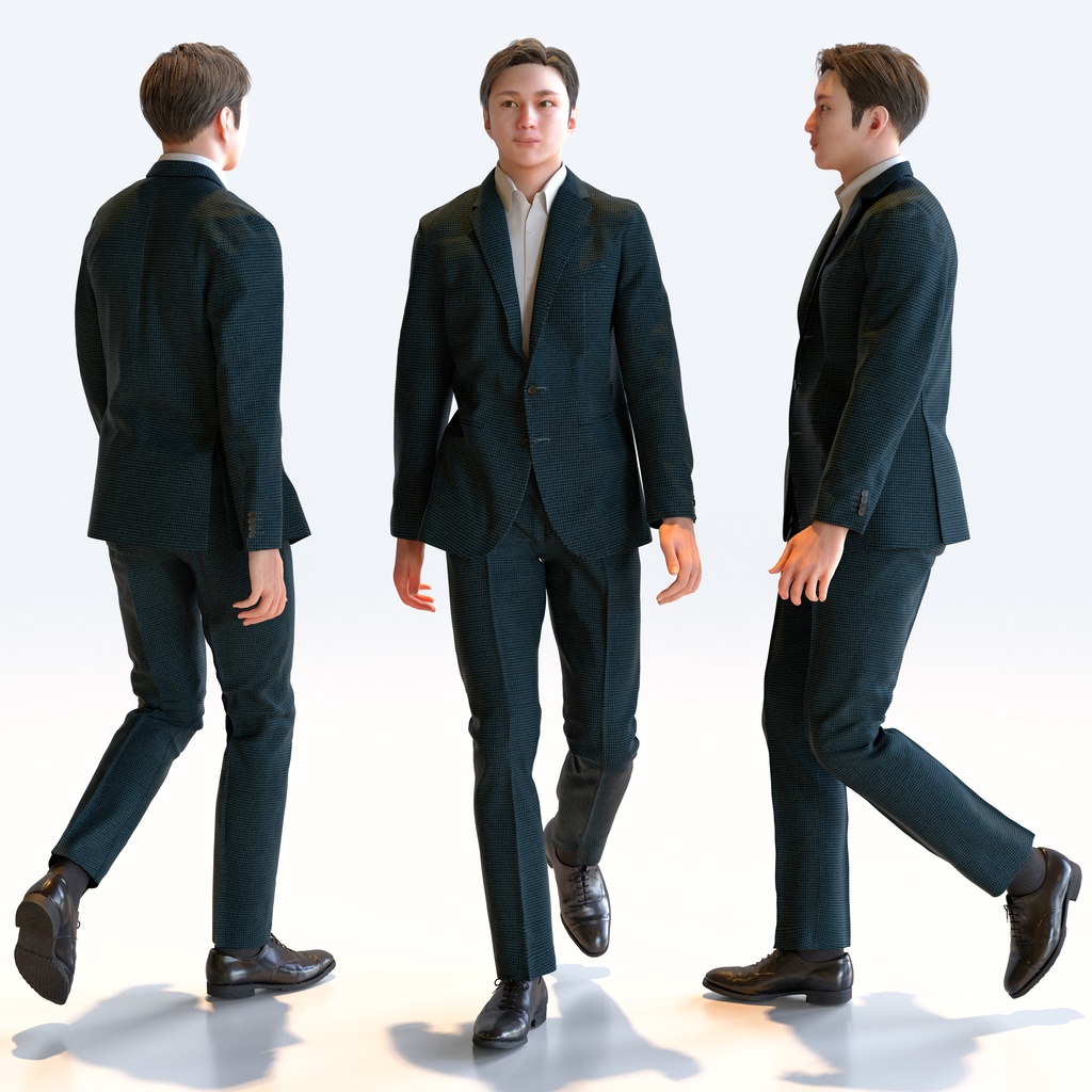 ビジネス男性 5ポーズセット 5 - B1-M5E【3D人物モデル/人間3Dモデル】