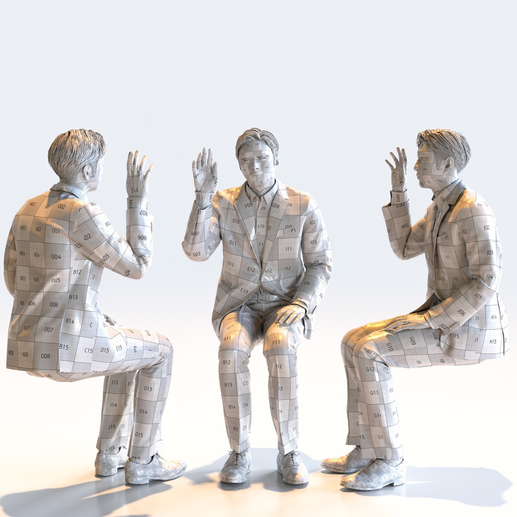 ビジネス男性 5ポーズセット 5 - B1-M5E【3D人物モデル/人間3Dモデル】