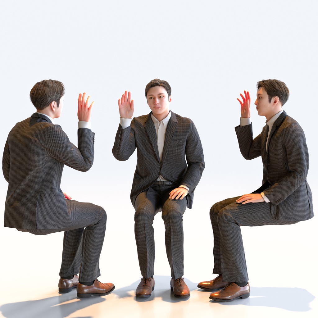 ビジネス男性 5ポーズセット 5 - B1-M5E【3D人物モデル/人間3Dモデル】