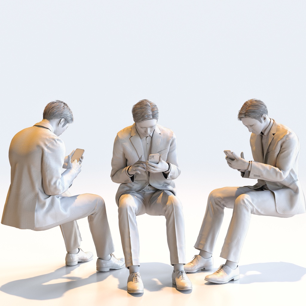 ビジネス男性 5ポーズセット 5 - B1-M5E【3D人物モデル/人間3Dモデル】