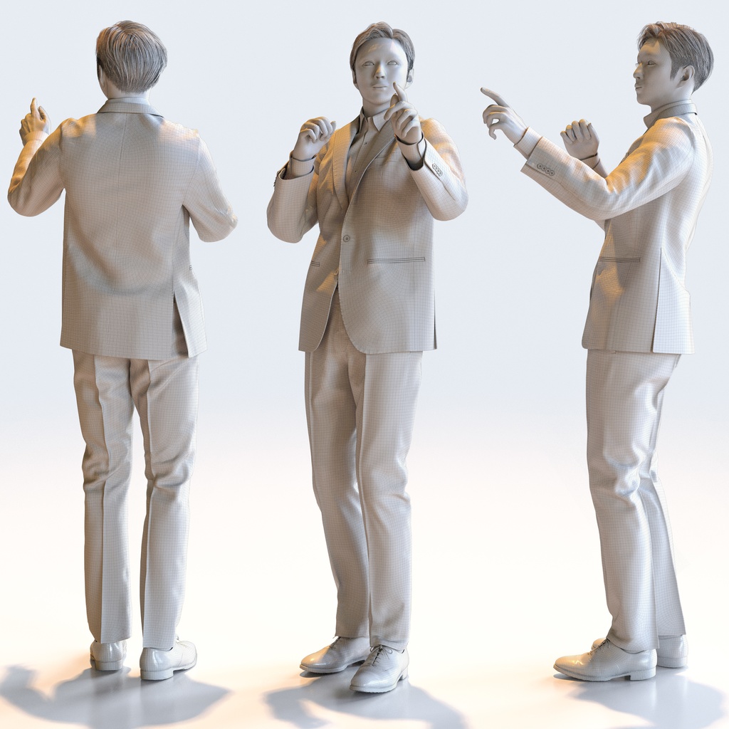 ビジネス男性 5ポーズセット 5 - B1-M5E【3D人物モデル/人間3Dモデル】