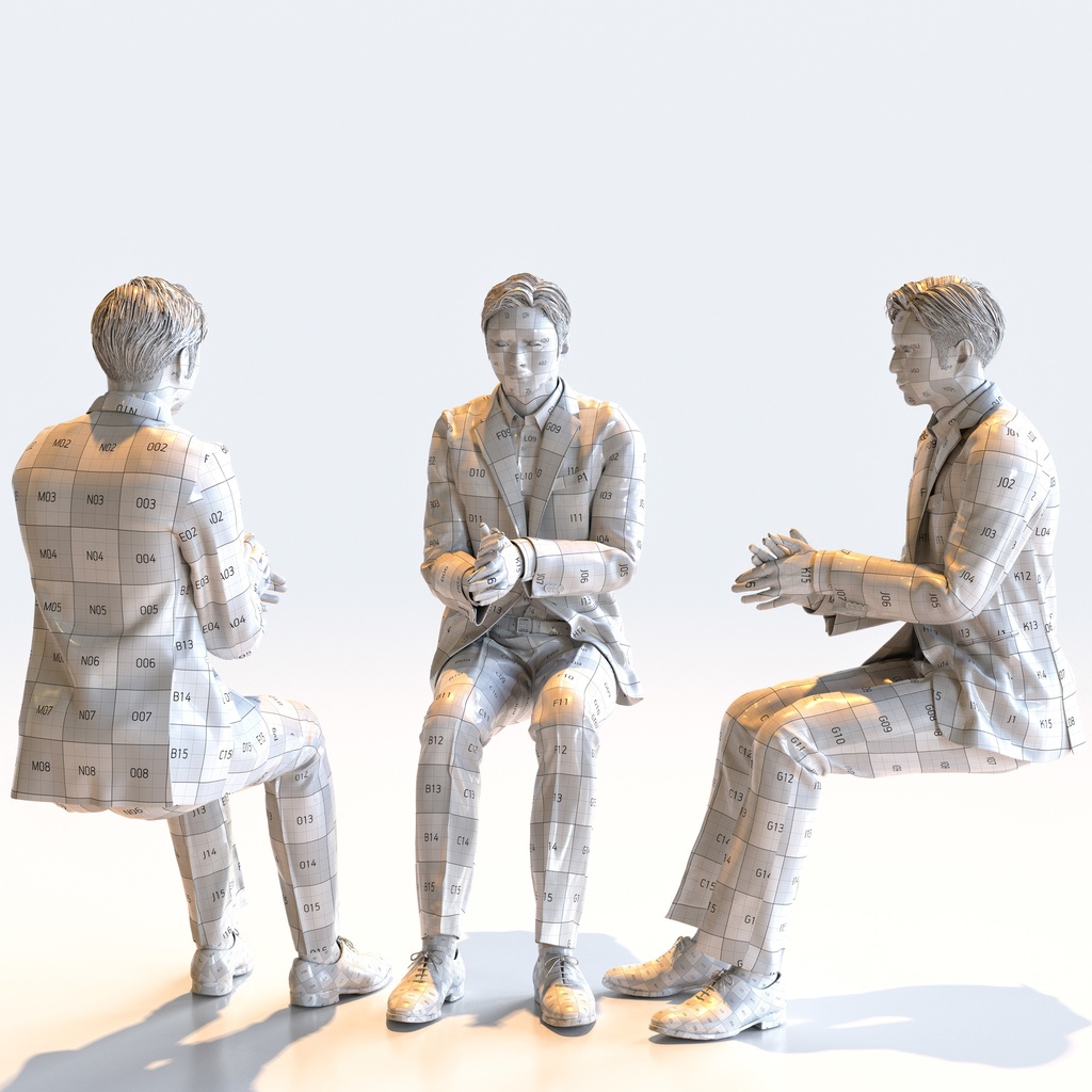 ビジネス男性 5ポーズセット 5 - B1-M5E【3D人物モデル/人間3Dモデル】