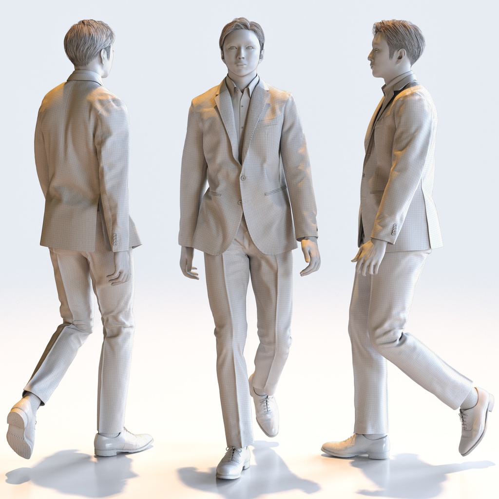 ビジネス男性 5ポーズセット 5 - B1-M5E【3D人物モデル/人間3Dモデル】
