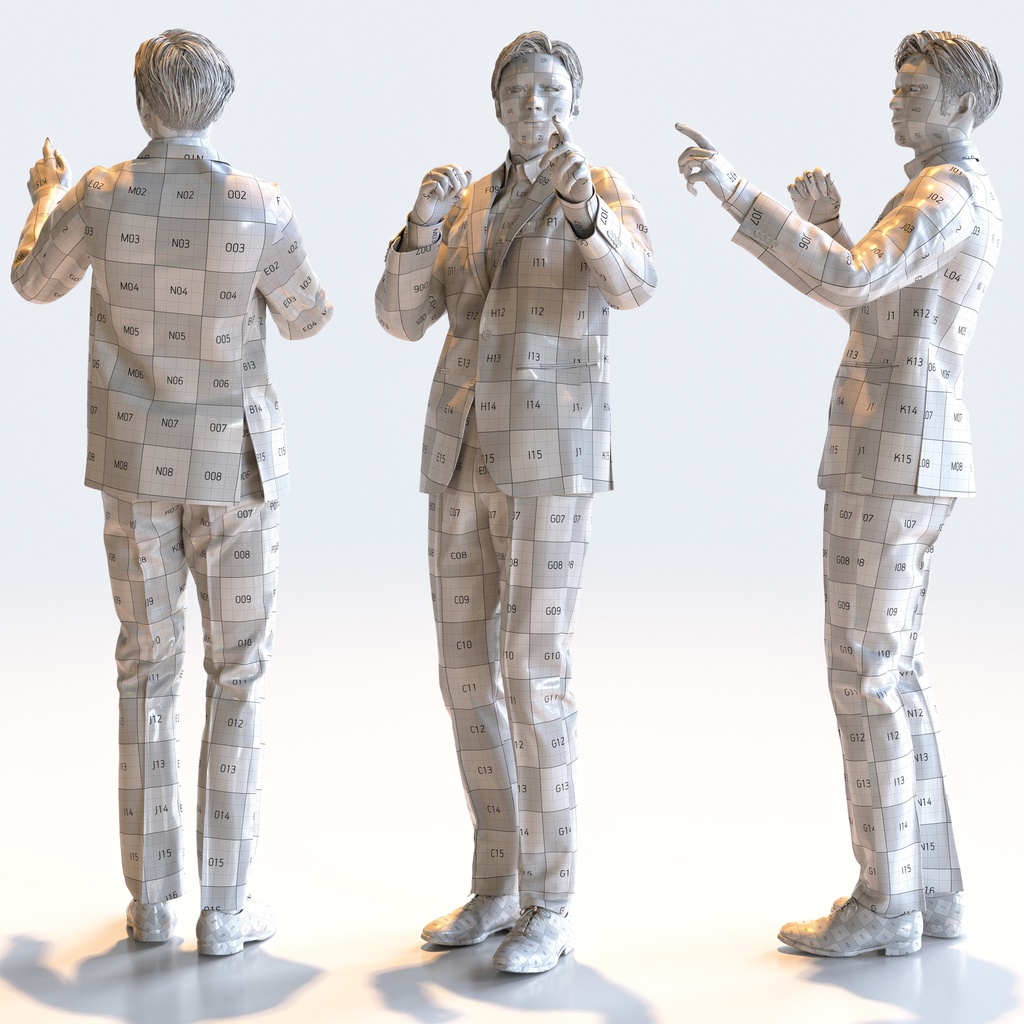 ビジネス男性 5ポーズセット 5 - B1-M5E【3D人物モデル/人間3Dモデル】