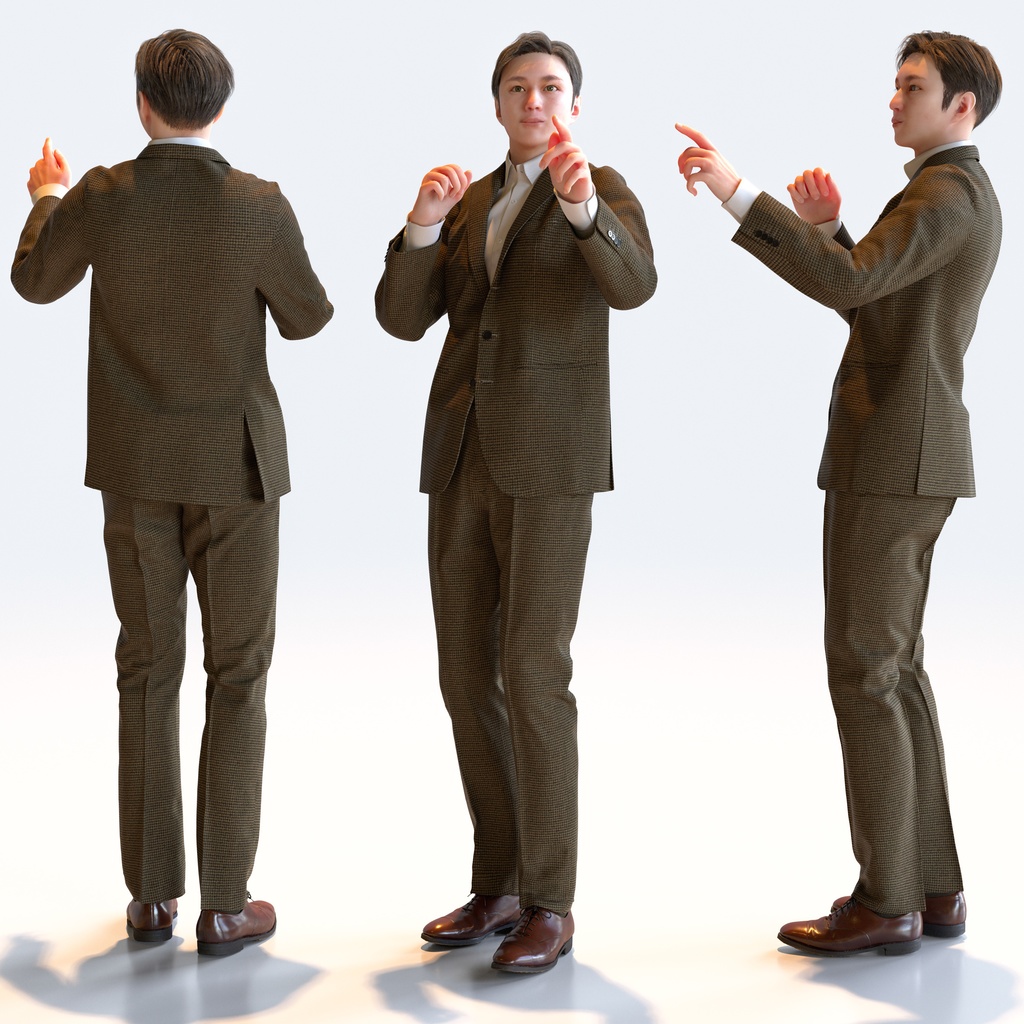 ビジネス男性 5ポーズセット 5 - B1-M5E【3D人物モデル/人間3Dモデル】