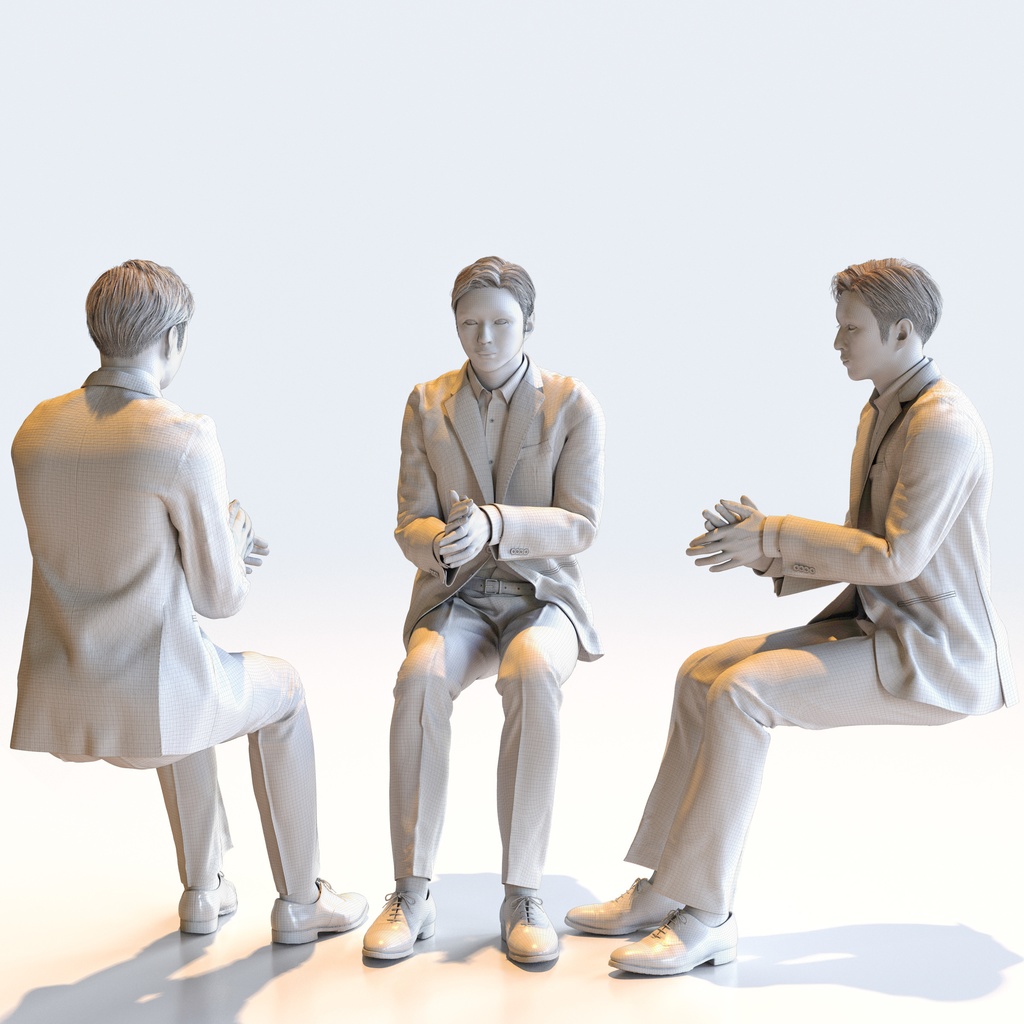 ビジネス男性 5ポーズセット 5 - B1-M5E【3D人物モデル/人間3Dモデル】