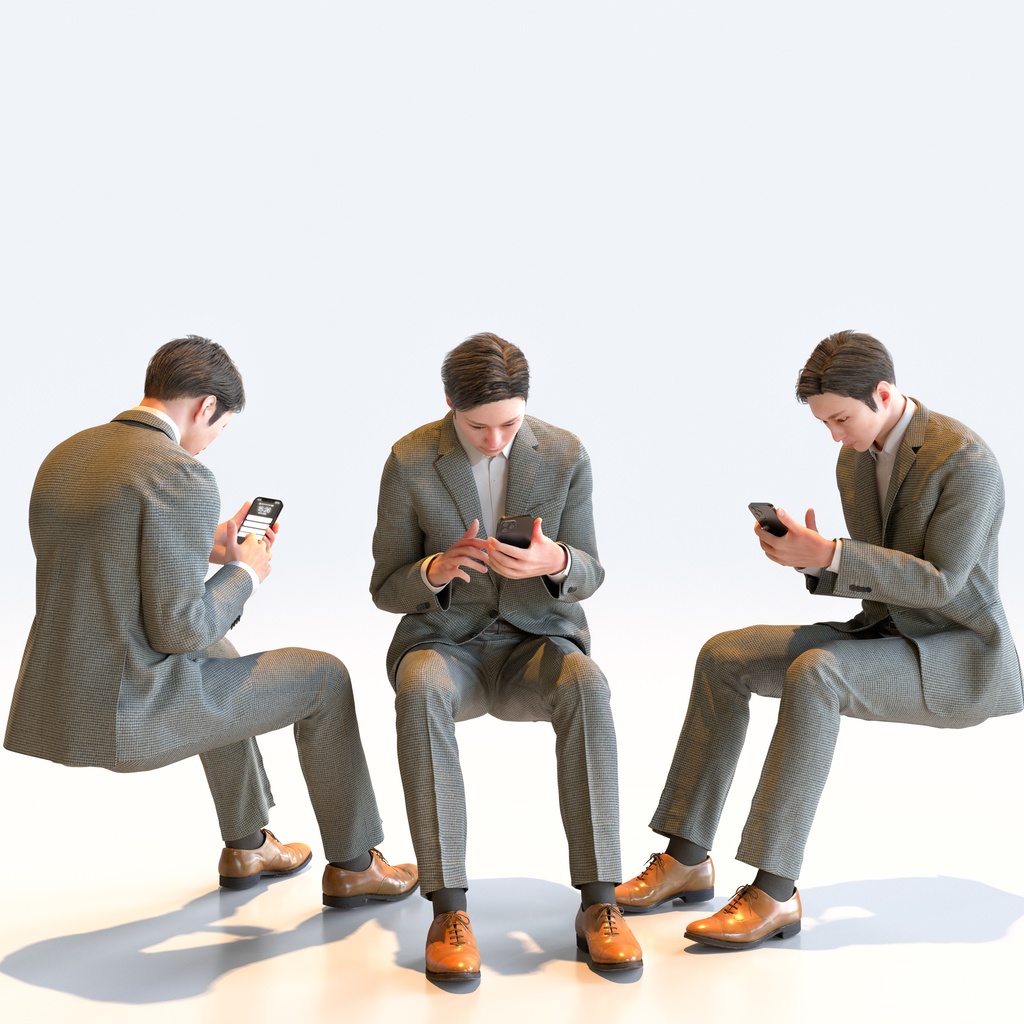 ビジネス男性 5ポーズセット 5 - B1-M5E【3D人物モデル/人間3Dモデル】