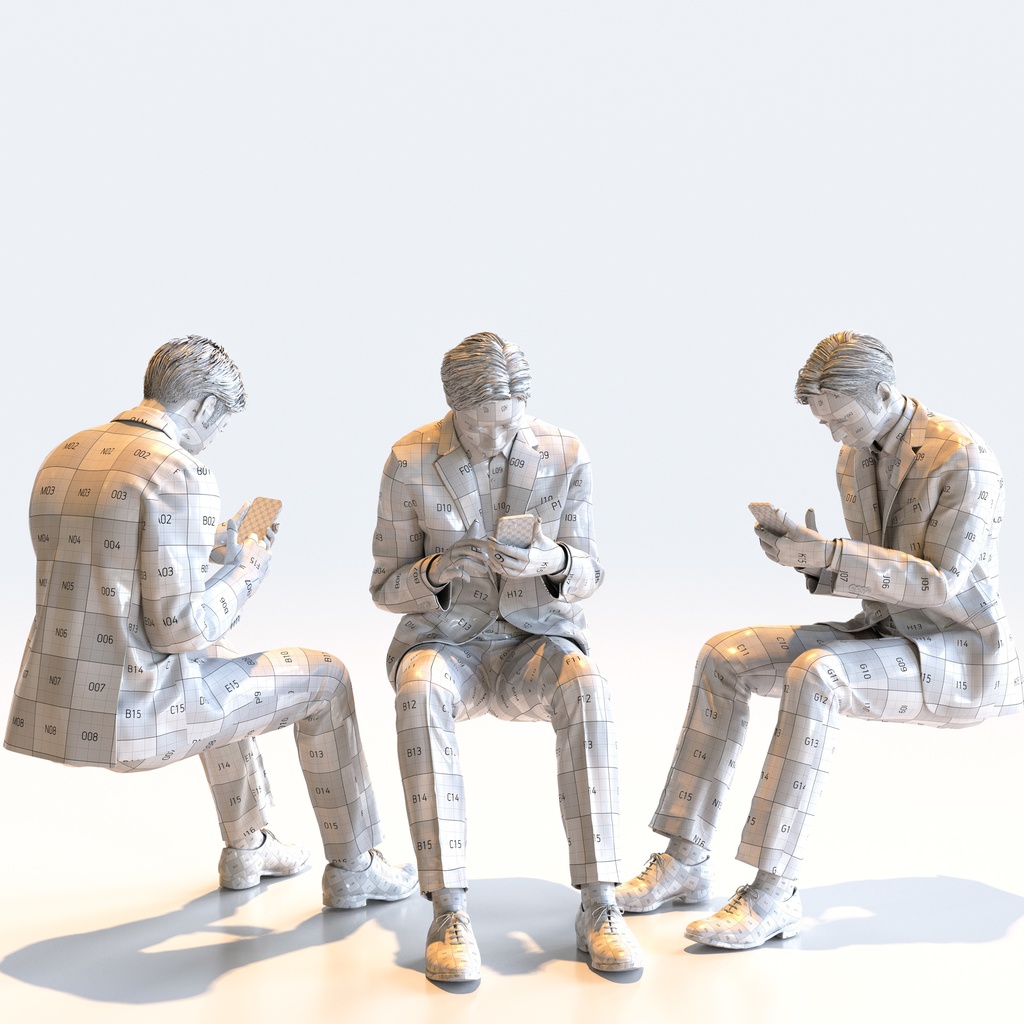 ビジネス男性 5ポーズセット 5 - B1-M5E【3D人物モデル/人間3Dモデル】