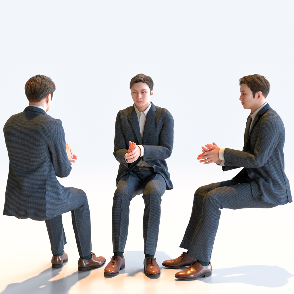 ビジネス男性 5ポーズセット 5 - B1-M5E【3D人物モデル/人間3Dモデル】