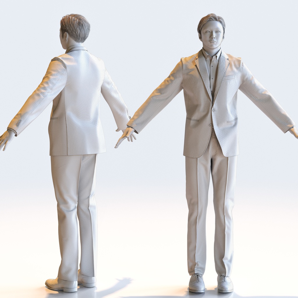 ビジネス男性 Aポーズ 5 - B1-M5E A【3D人物モデル/人間3Dモデル】