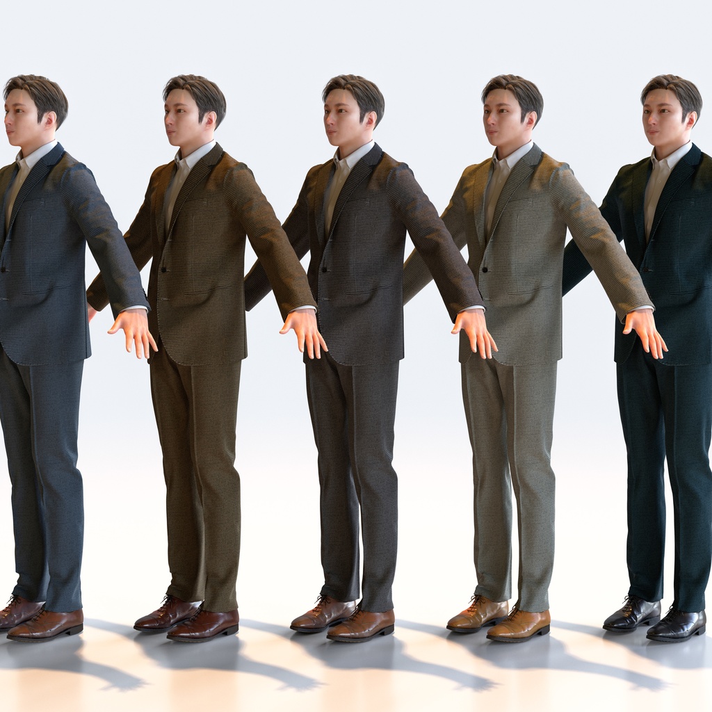 ビジネス男性 Aポーズ 5 - B1-M5E A【3D人物モデル/人間3Dモデル】