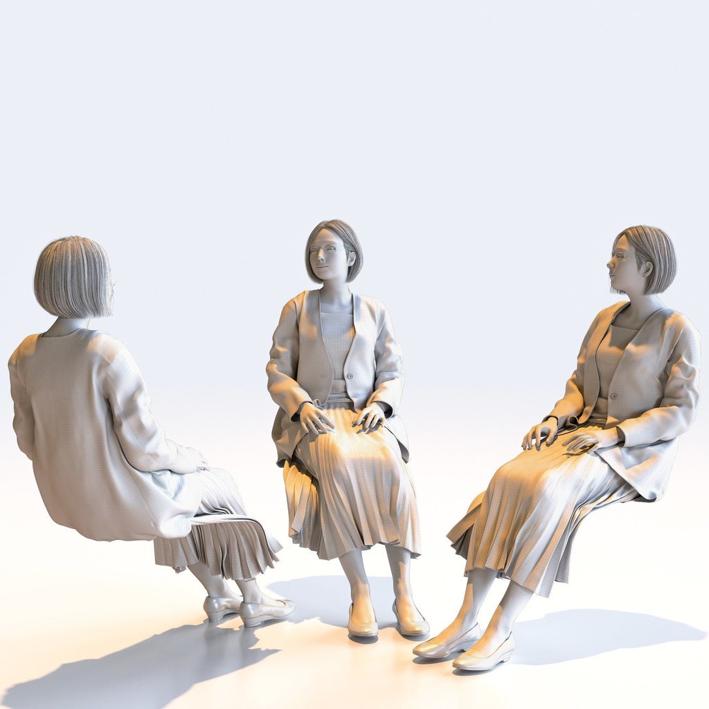 ビジネス女性 5ポーズセット 1 - B1-F1M【3D人物モデル/人間3Dモデル】