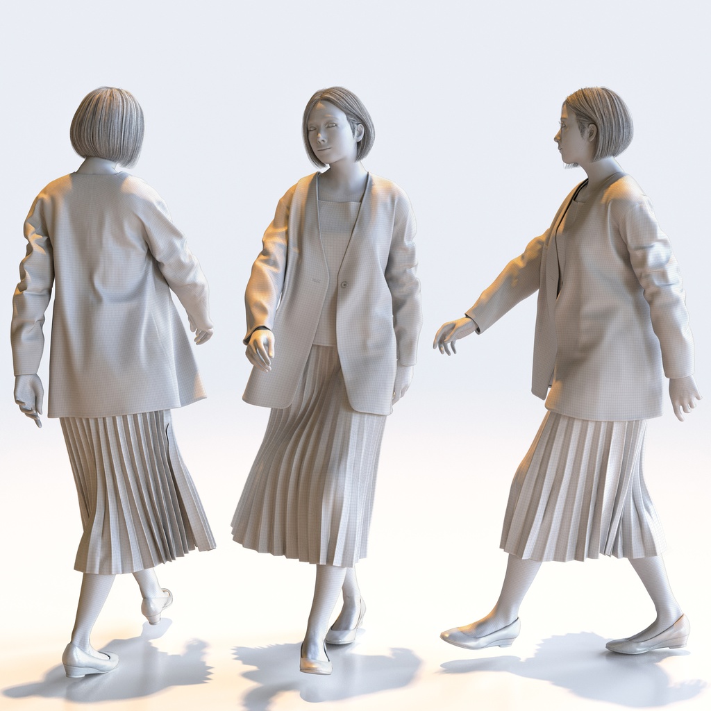 ビジネス女性 5ポーズセット 1 - B1-F1M【3D人物モデル/人間3Dモデル】