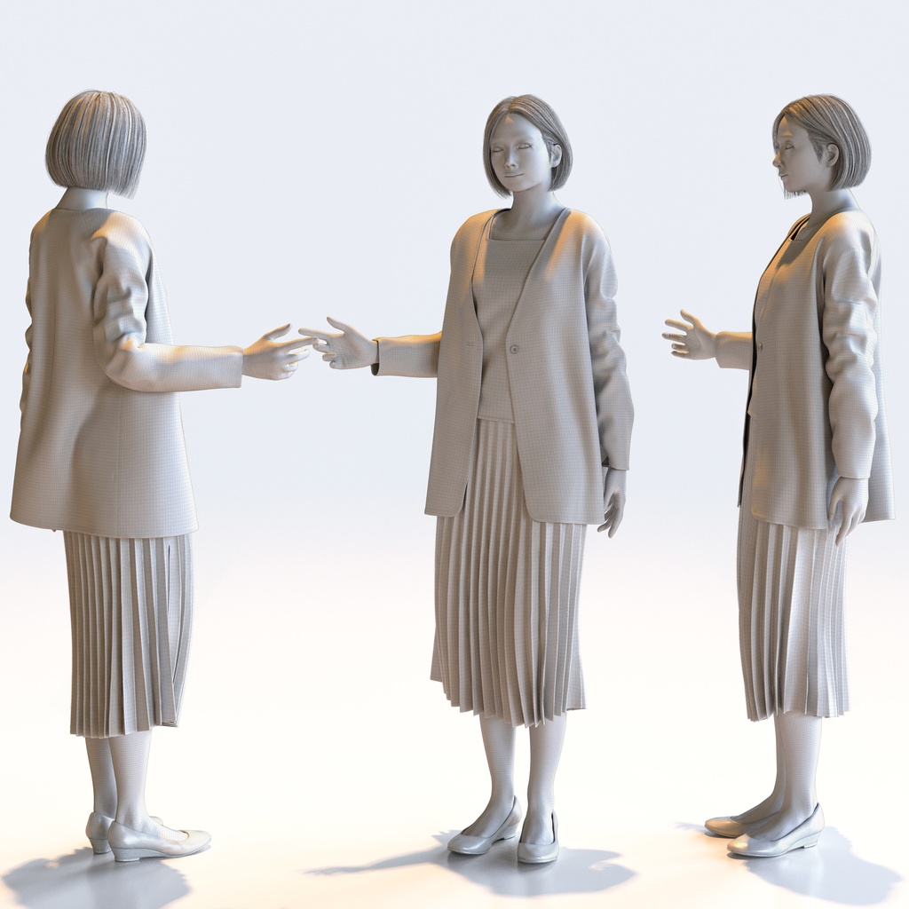 ビジネス女性 5ポーズセット 1 - B1-F1M【3D人物モデル/人間3Dモデル】