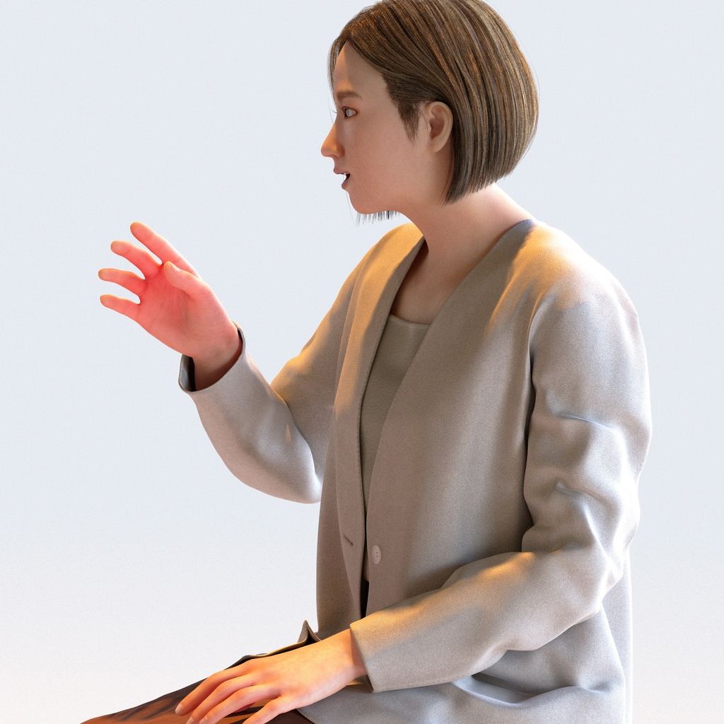 ビジネス女性 5ポーズセット 1 - B1-F1M【3D人物モデル/人間3Dモデル】