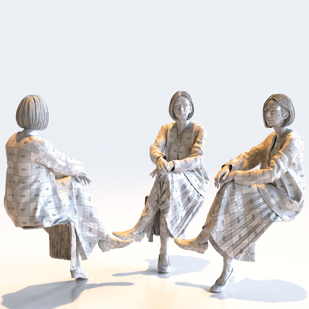 ビジネス女性 5ポーズセット 1 - B1-F1M【3D人物モデル/人間3Dモデル】