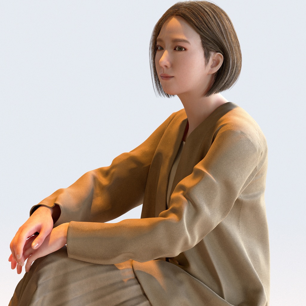 ビジネス女性 5ポーズセット 1 - B1-F1M【3D人物モデル/人間3Dモデル】