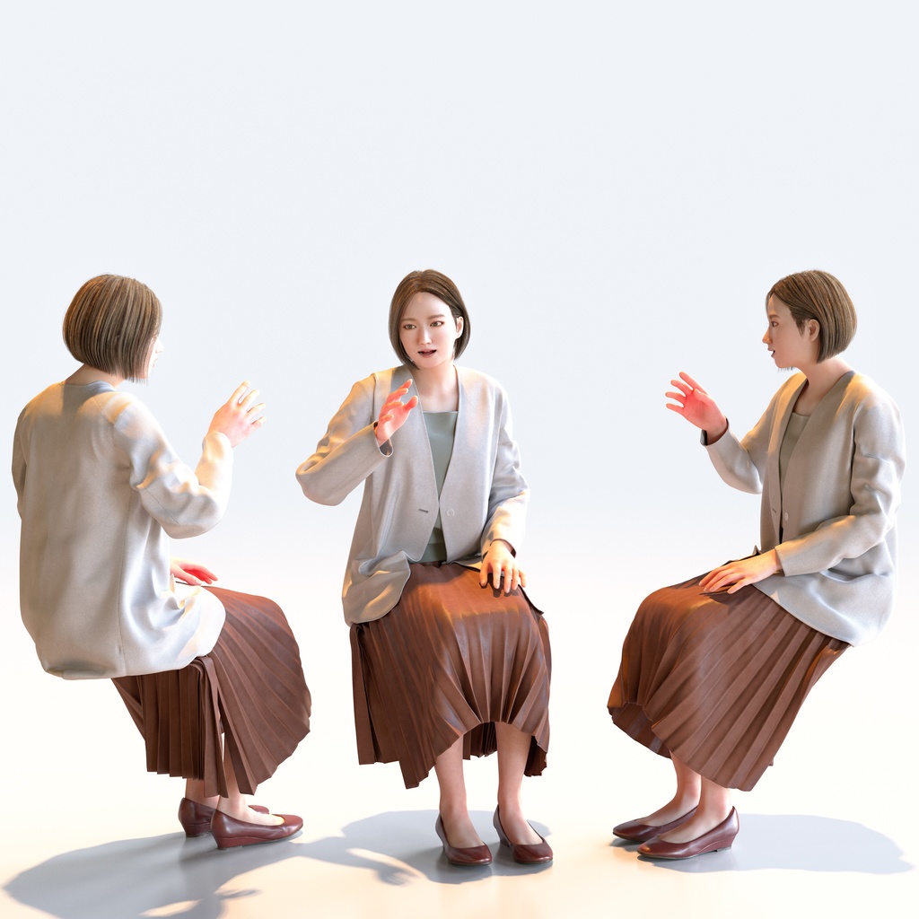 ビジネス女性 5ポーズセット 1 - B1-F1M【3D人物モデル/人間3Dモデル】