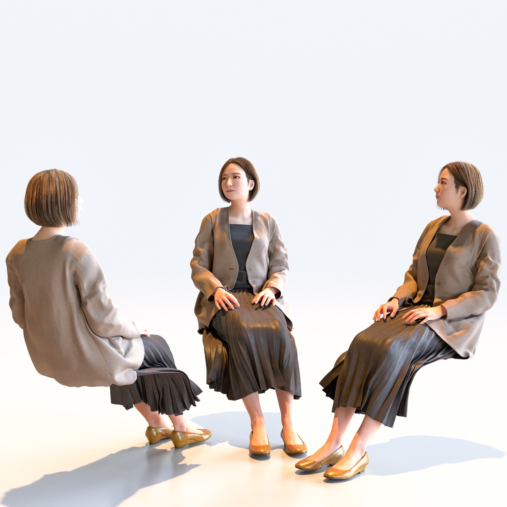 ビジネス女性 5ポーズセット 1 - B1-F1M【3D人物モデル/人間3Dモデル】