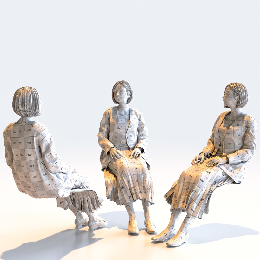 ビジネス女性 5ポーズセット 1 - B1-F1M【3D人物モデル/人間3Dモデル】