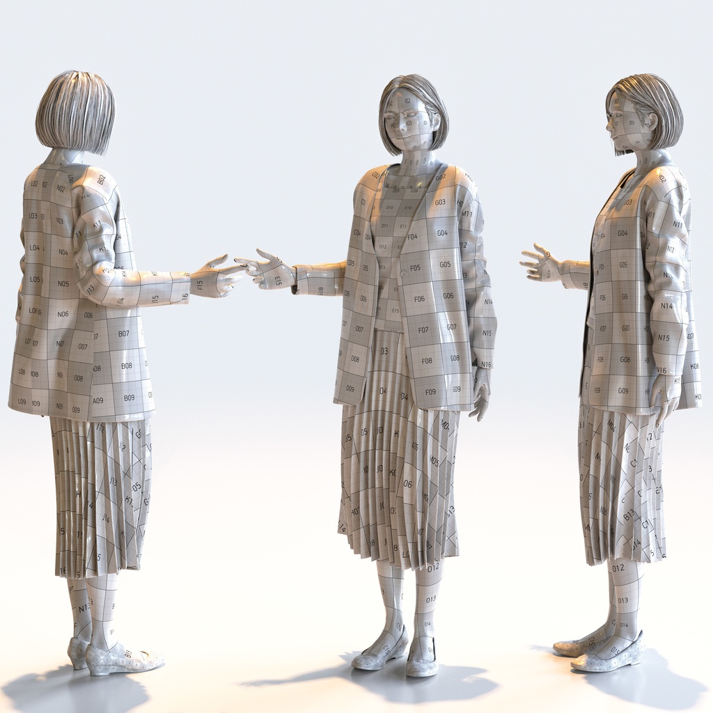 ビジネス女性 5ポーズセット 1 - B1-F1M【3D人物モデル/人間3Dモデル】