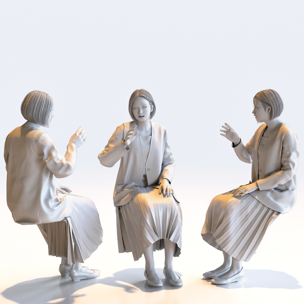 ビジネス女性 5ポーズセット 1 - B1-F1M【3D人物モデル/人間3Dモデル】