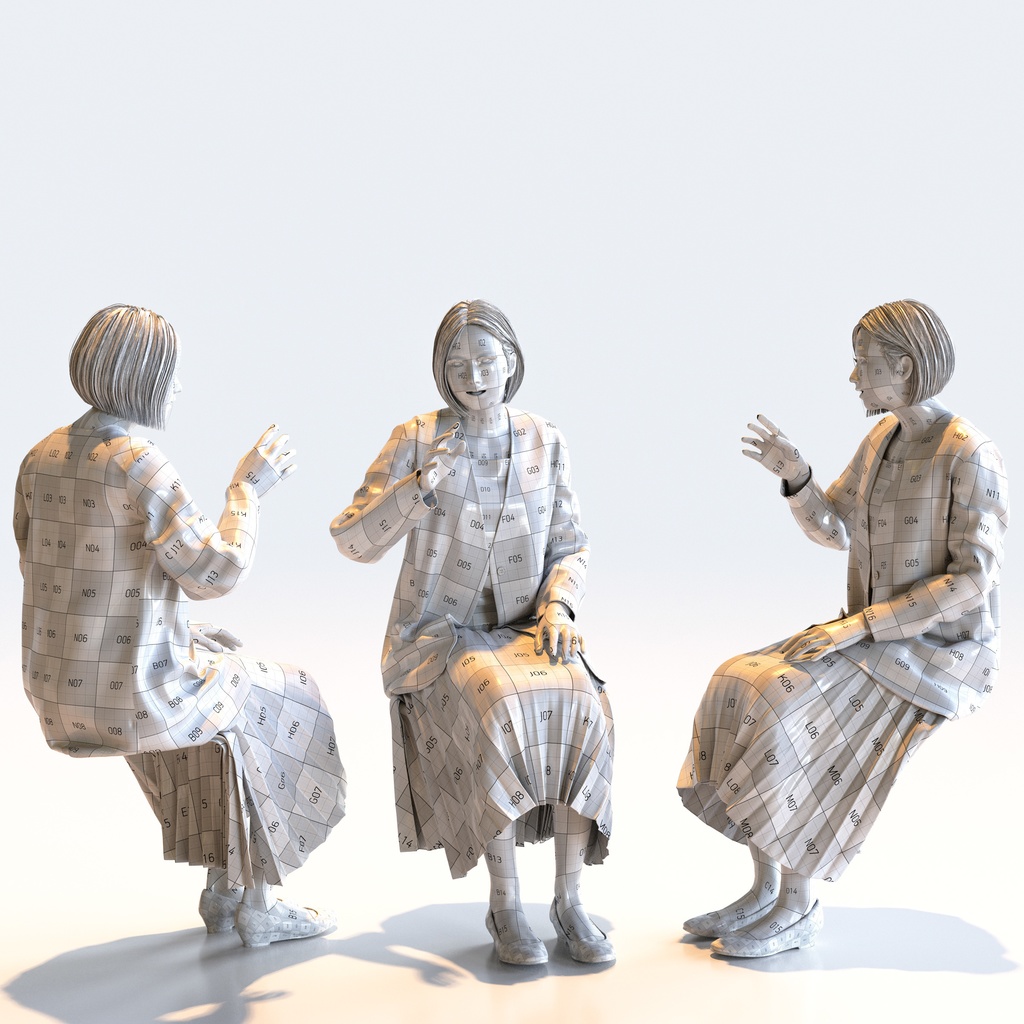 ビジネス女性 5ポーズセット 1 - B1-F1M【3D人物モデル/人間3Dモデル】