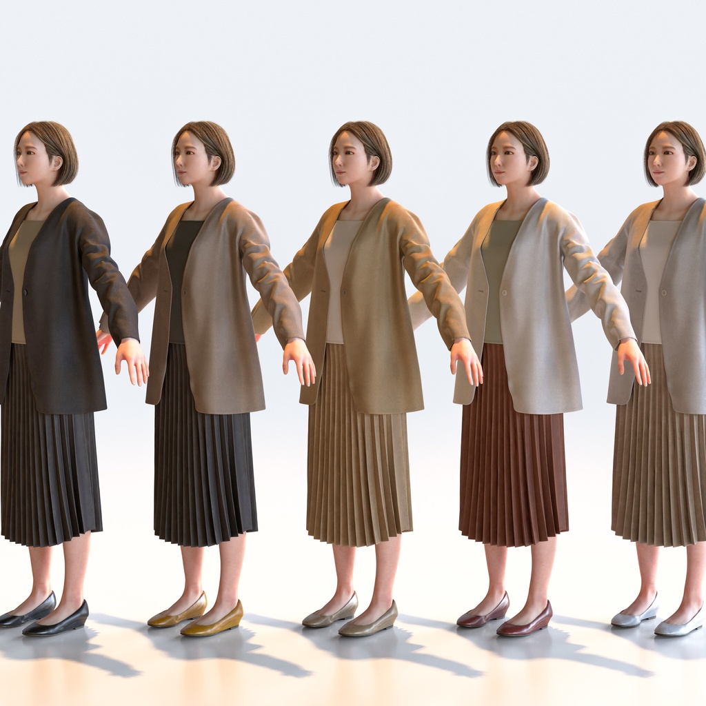 ビジネス女性 Aポーズ 1 - B1-F1M A【3D人物モデル/人間3Dモデル】