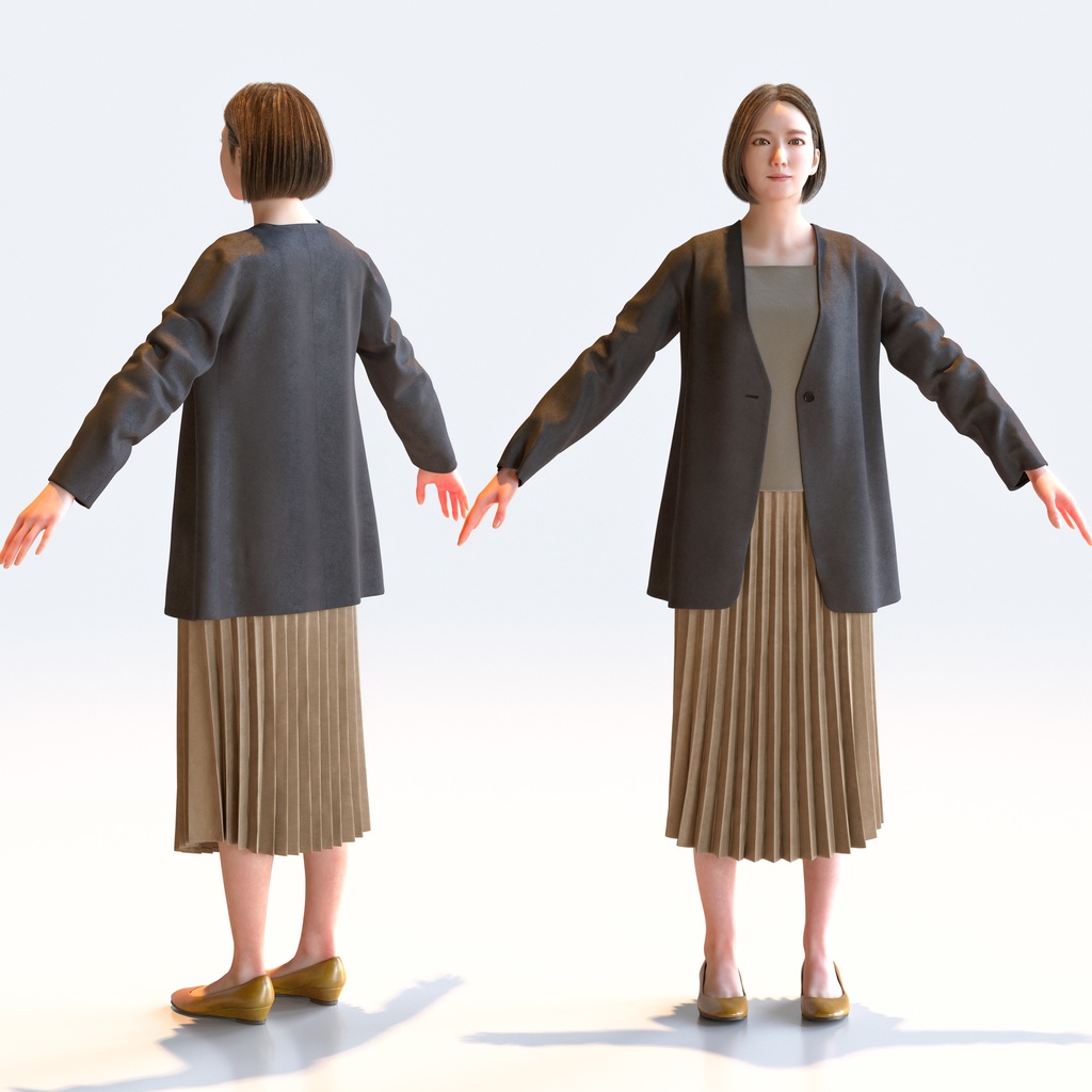 ビジネス女性 Aポーズ 1 - B1-F1M A【3D人物モデル/人間3Dモデル】