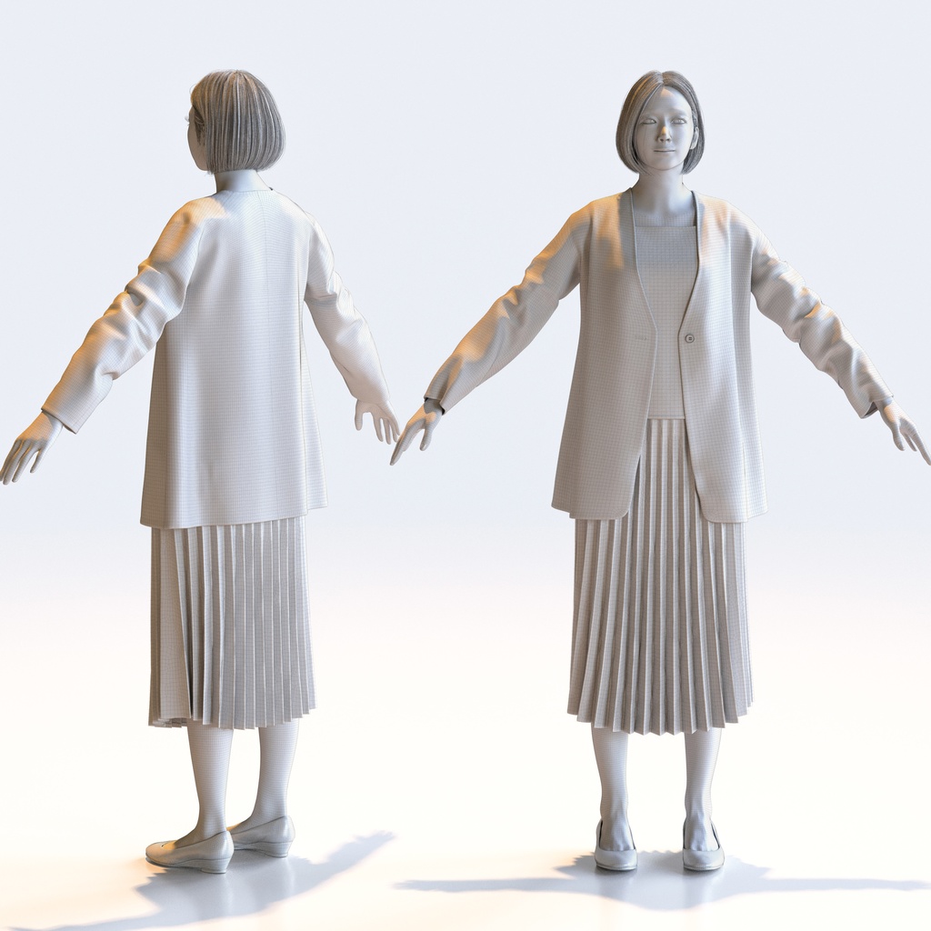 ビジネス女性 Aポーズ 1 - B1-F1M A【3D人物モデル/人間3Dモデル】