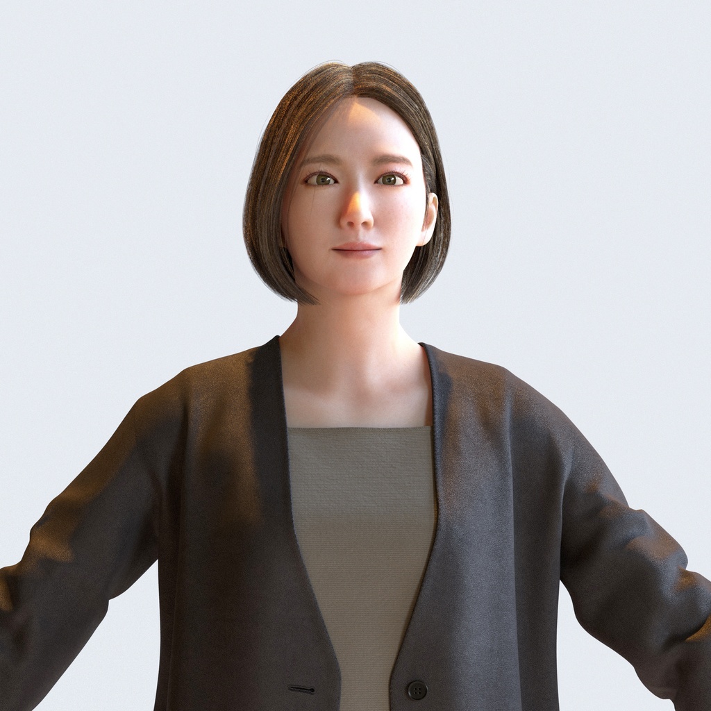 ビジネス女性 Aポーズ 1 - B1-F1M A【3D人物モデル/人間3Dモデル】