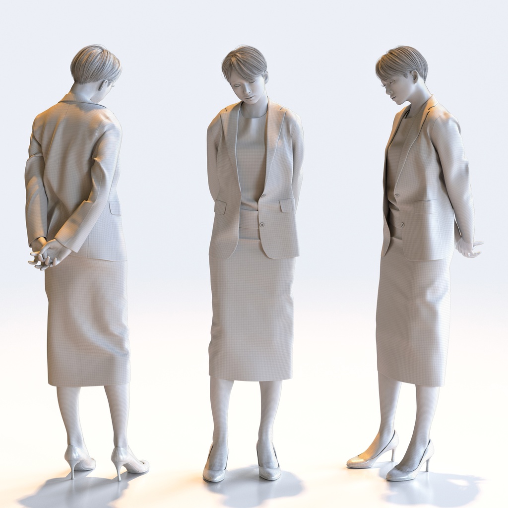 ビジネス女性 5ポーズセット 2 - B1-F2K【3D人物モデル/人間3Dモデル】